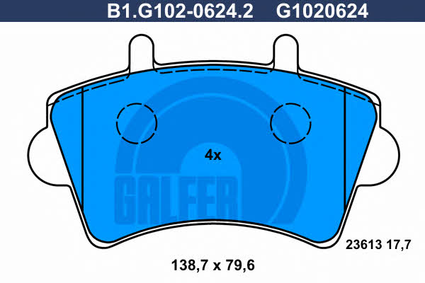 Galfer B1.G102-0624.2 Гальмівні колодки, комплект B1G10206242: Приваблива ціна - Купити у Польщі на 2407.PL!