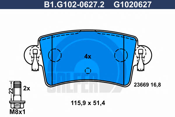 Galfer B1.G102-0627.2 Тормозные колодки дисковые, комплект B1G10206272: Отличная цена - Купить в Польше на 2407.PL!