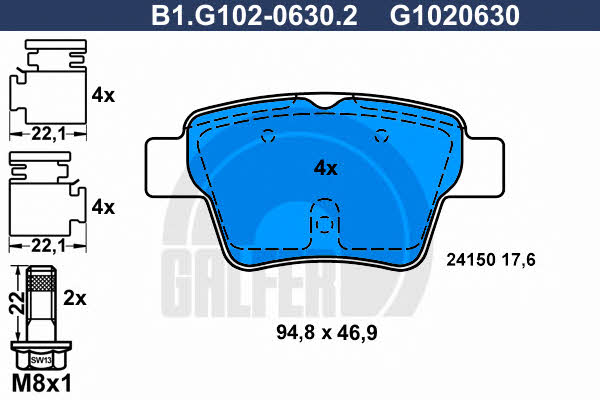 Galfer B1.G102-0630.2 Brake Pad Set, disc brake B1G10206302: Buy near me in Poland at 2407.PL - Good price!
