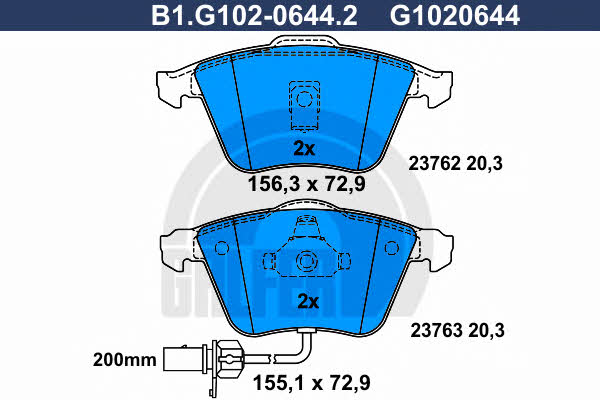 Galfer B1.G102-0644.2 Brake Pad Set, disc brake B1G10206442: Buy near me in Poland at 2407.PL - Good price!