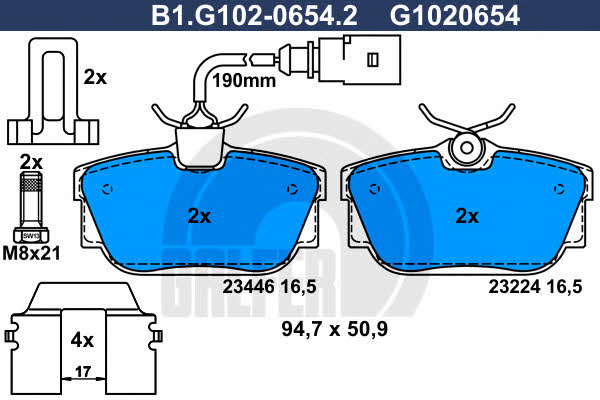 Galfer B1.G102-0654.2 Гальмівні колодки, комплект B1G10206542: Приваблива ціна - Купити у Польщі на 2407.PL!