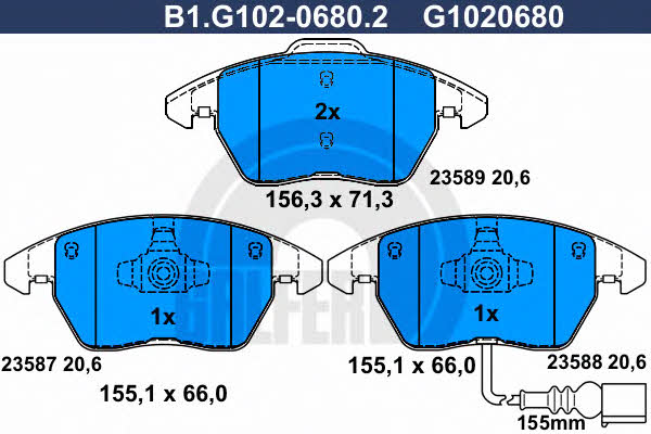 Galfer B1.G102-0680.2 Гальмівні колодки, комплект B1G10206802: Приваблива ціна - Купити у Польщі на 2407.PL!