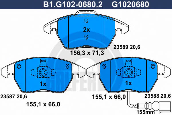 Galfer B1.G102-0680.2 Scheibenbremsbeläge, Set B1G10206802: Kaufen Sie zu einem guten Preis in Polen bei 2407.PL!