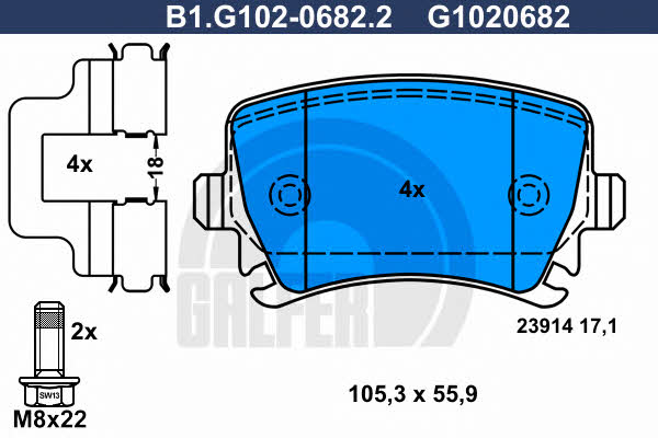 Galfer B1.G102-0682.2 Тормозные колодки дисковые, комплект B1G10206822: Отличная цена - Купить в Польше на 2407.PL!