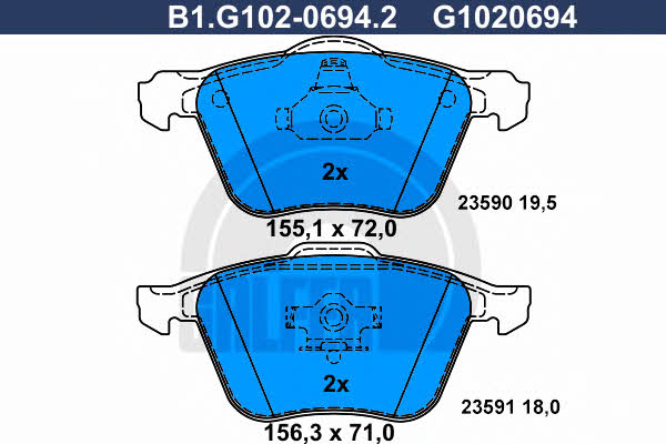 Galfer B1.G102-0694.2 Brake Pad Set, disc brake B1G10206942: Buy near me in Poland at 2407.PL - Good price!