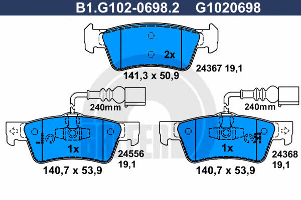 Galfer B1.G102-0698.2 Scheibenbremsbeläge, Set B1G10206982: Kaufen Sie zu einem guten Preis in Polen bei 2407.PL!