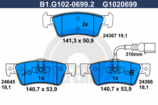 Galfer B1.G102-0699.2 Тормозные колодки дисковые, комплект B1G10206992: Отличная цена - Купить в Польше на 2407.PL!