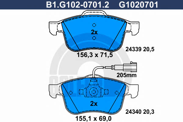 Galfer B1.G102-0701.2 Brake Pad Set, disc brake B1G10207012: Buy near me in Poland at 2407.PL - Good price!