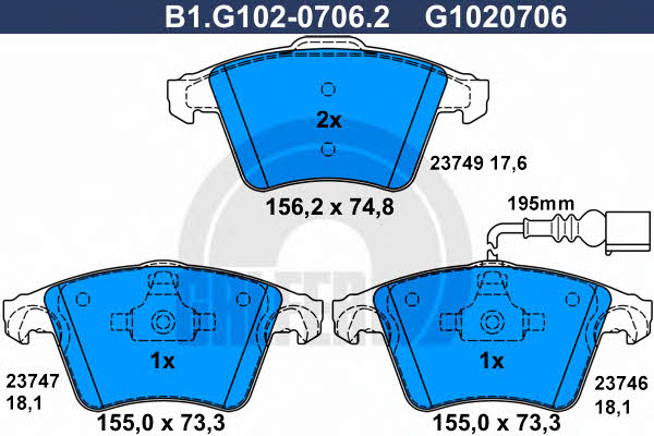 Galfer B1.G102-0706.2 Brake Pad Set, disc brake B1G10207062: Buy near me in Poland at 2407.PL - Good price!