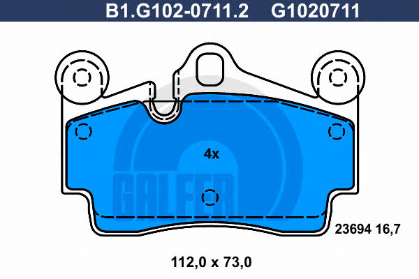 Galfer B1.G102-0711.2 Brake Pad Set, disc brake B1G10207112: Buy near me in Poland at 2407.PL - Good price!