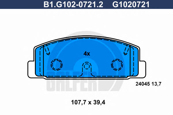 Galfer B1.G102-0721.2 Гальмівні колодки, комплект B1G10207212: Приваблива ціна - Купити у Польщі на 2407.PL!