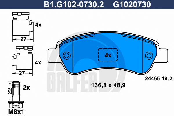 Galfer B1.G102-0730.2 Klocki hamulcowe, zestaw B1G10207302: Dobra cena w Polsce na 2407.PL - Kup Teraz!