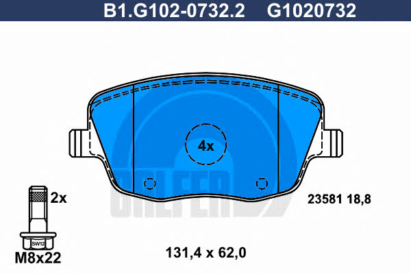 Galfer B1.G102-0732.2 Гальмівні колодки, комплект B1G10207322: Приваблива ціна - Купити у Польщі на 2407.PL!