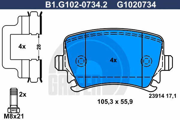Galfer B1.G102-0734.2 Тормозные колодки дисковые, комплект B1G10207342: Отличная цена - Купить в Польше на 2407.PL!
