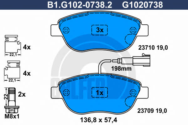 Galfer B1.G102-0738.2 Тормозные колодки дисковые, комплект B1G10207382: Отличная цена - Купить в Польше на 2407.PL!