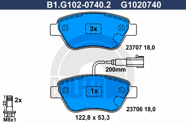 Galfer B1.G102-0740.2 Гальмівні колодки, комплект B1G10207402: Приваблива ціна - Купити у Польщі на 2407.PL!