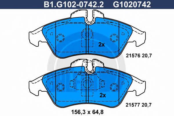 Galfer B1.G102-0742.2 Brake Pad Set, disc brake B1G10207422: Buy near me in Poland at 2407.PL - Good price!