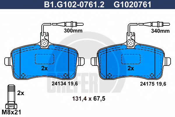 Galfer B1.G102-0761.2 Тормозные колодки дисковые, комплект B1G10207612: Отличная цена - Купить в Польше на 2407.PL!