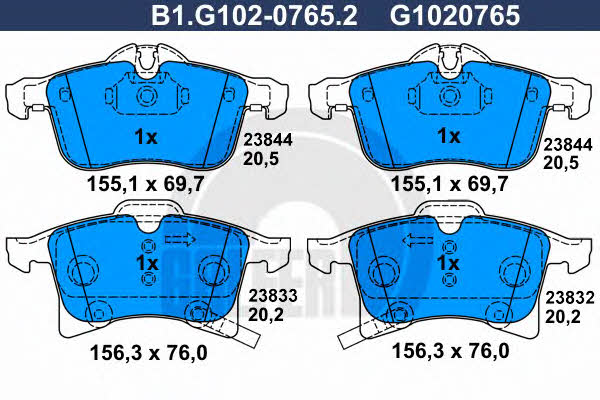 Galfer B1.G102-0765.2 Brake Pad Set, disc brake B1G10207652: Buy near me in Poland at 2407.PL - Good price!