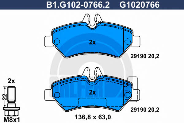 Galfer B1.G102-0766.2 Тормозные колодки дисковые, комплект B1G10207662: Отличная цена - Купить в Польше на 2407.PL!