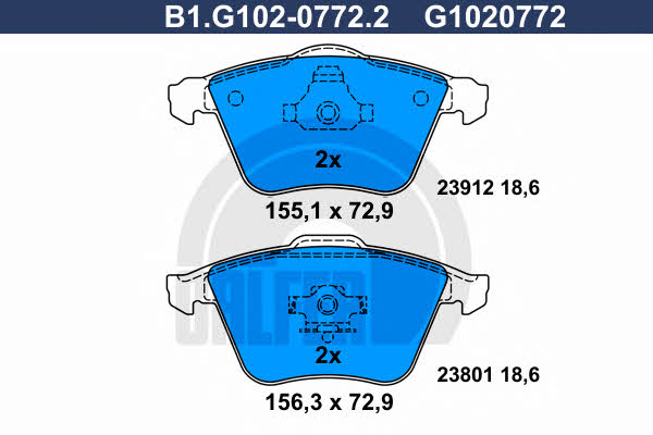 Galfer B1.G102-0772.2 Klocki hamulcowe, zestaw B1G10207722: Dobra cena w Polsce na 2407.PL - Kup Teraz!