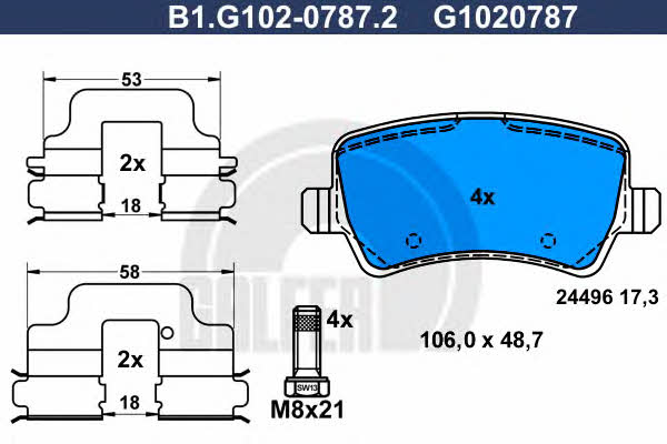 Galfer B1.G102-0787.2 Гальмівні колодки, комплект B1G10207872: Купити у Польщі - Добра ціна на 2407.PL!