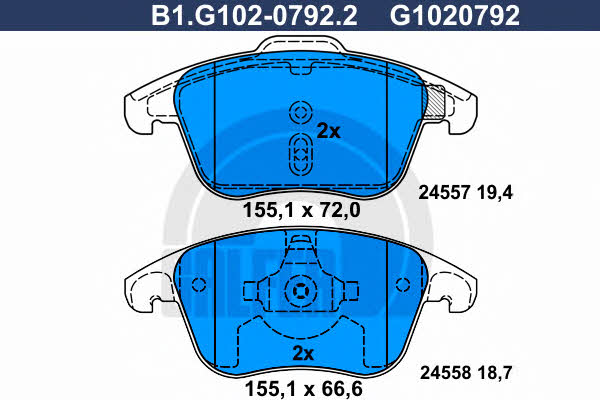 Galfer B1.G102-0792.2 Brake Pad Set, disc brake B1G10207922: Buy near me in Poland at 2407.PL - Good price!