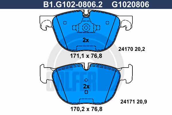 Galfer B1.G102-0806.2 Brake Pad Set, disc brake B1G10208062: Buy near me at 2407.PL in Poland at an Affordable price!