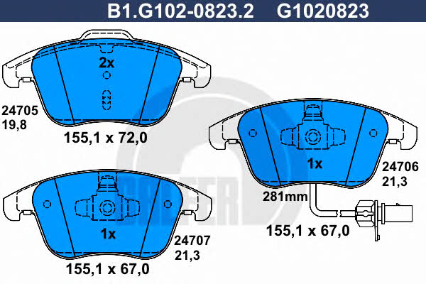 Galfer B1.G102-0823.2 Klocki hamulcowe, zestaw B1G10208232: Dobra cena w Polsce na 2407.PL - Kup Teraz!