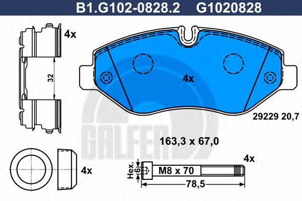 Galfer B1.G102-0828.2 Тормозные колодки дисковые, комплект B1G10208282: Отличная цена - Купить в Польше на 2407.PL!