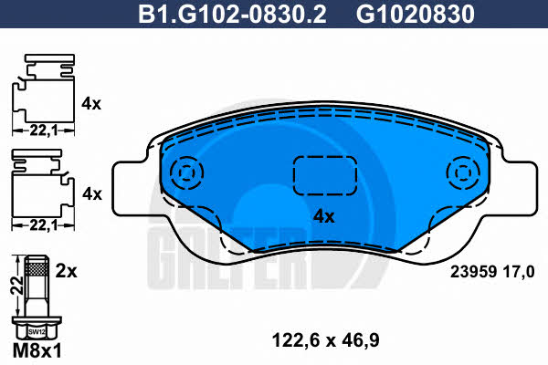 Galfer B1.G102-0830.2 Тормозные колодки дисковые, комплект B1G10208302: Отличная цена - Купить в Польше на 2407.PL!