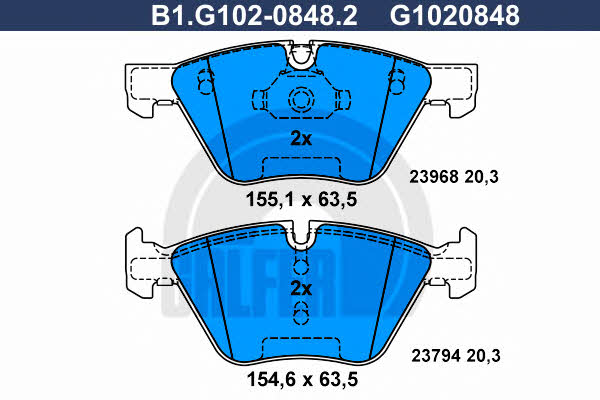 Galfer B1.G102-0848.2 Тормозные колодки дисковые, комплект B1G10208482: Отличная цена - Купить в Польше на 2407.PL!