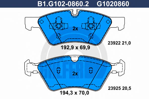 Galfer B1.G102-0860.2 Brake Pad Set, disc brake B1G10208602: Buy near me in Poland at 2407.PL - Good price!