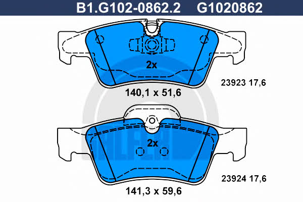 Galfer B1.G102-0862.2 Brake Pad Set, disc brake B1G10208622: Buy near me in Poland at 2407.PL - Good price!