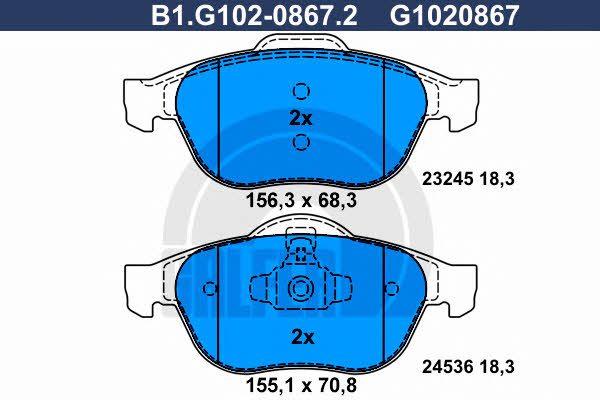 Galfer B1.G102-0867.2 Brake Pad Set, disc brake B1G10208672: Buy near me in Poland at 2407.PL - Good price!