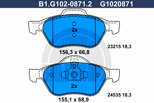 Galfer B1.G102-0871.2 Гальмівні колодки, комплект B1G10208712: Купити у Польщі - Добра ціна на 2407.PL!