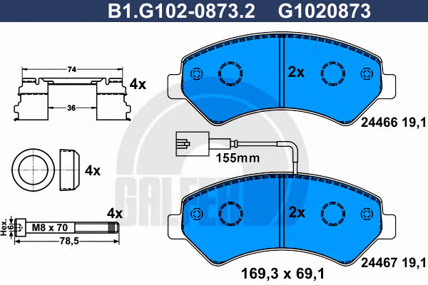 Galfer B1.G102-0873.2 Klocki hamulcowe, zestaw B1G10208732: Atrakcyjna cena w Polsce na 2407.PL - Zamów teraz!