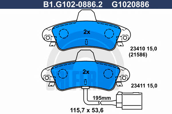 Galfer B1.G102-0886.2 Brake Pad Set, disc brake B1G10208862: Buy near me in Poland at 2407.PL - Good price!