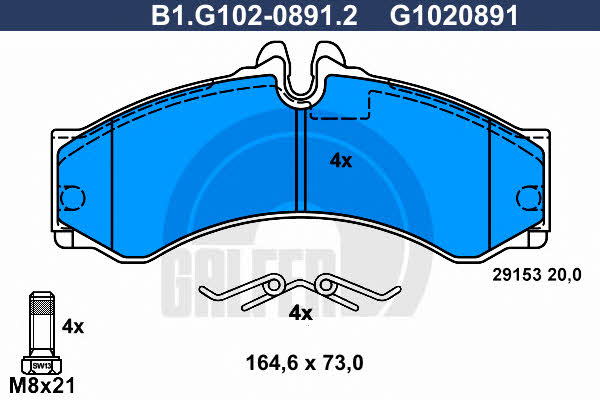 Galfer B1.G102-0891.2 Гальмівні колодки, комплект B1G10208912: Купити у Польщі - Добра ціна на 2407.PL!