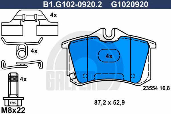 Galfer B1.G102-0920.2 Тормозные колодки дисковые, комплект B1G10209202: Отличная цена - Купить в Польше на 2407.PL!