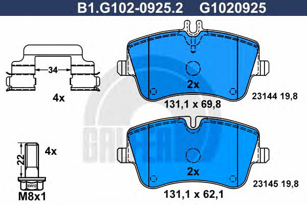 Galfer B1.G102-0925.2 Тормозные колодки дисковые, комплект B1G10209252: Отличная цена - Купить в Польше на 2407.PL!