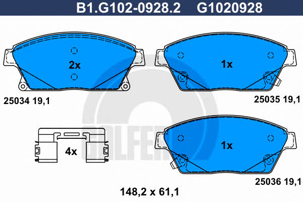Galfer B1.G102-0928.2 Brake Pad Set, disc brake B1G10209282: Buy near me in Poland at 2407.PL - Good price!