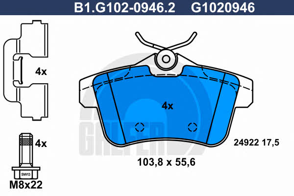 Galfer B1.G102-0946.2 Гальмівні колодки, комплект B1G10209462: Купити у Польщі - Добра ціна на 2407.PL!