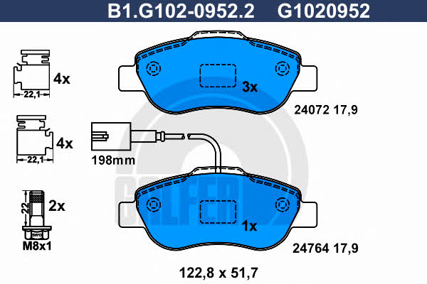 Galfer B1.G102-0952.2 Brake Pad Set, disc brake B1G10209522: Buy near me in Poland at 2407.PL - Good price!