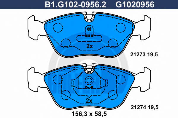 Galfer B1.G102-0956.2 Тормозные колодки дисковые, комплект B1G10209562: Отличная цена - Купить в Польше на 2407.PL!