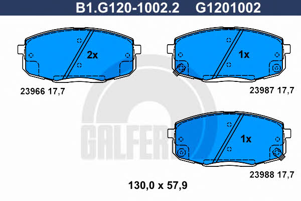 Galfer B1.G120-1002.2 Brake Pad Set, disc brake B1G12010022: Buy near me in Poland at 2407.PL - Good price!