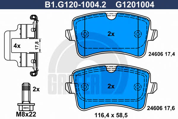 Galfer B1.G120-1004.2 Klocki hamulcowe, zestaw B1G12010042: Dobra cena w Polsce na 2407.PL - Kup Teraz!