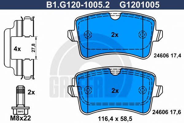 Galfer B1.G120-1005.2 Klocki hamulcowe, zestaw B1G12010052: Dobra cena w Polsce na 2407.PL - Kup Teraz!