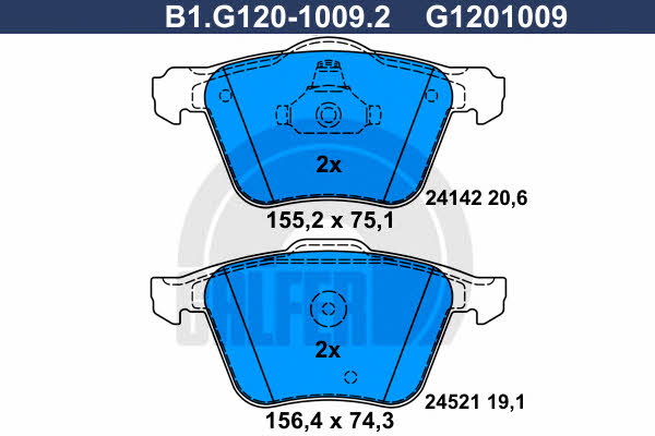 Galfer B1.G120-1009.2 Тормозные колодки дисковые, комплект B1G12010092: Отличная цена - Купить в Польше на 2407.PL!
