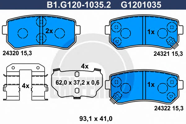 Galfer B1.G120-1035.2 Klocki hamulcowe, zestaw B1G12010352: Dobra cena w Polsce na 2407.PL - Kup Teraz!